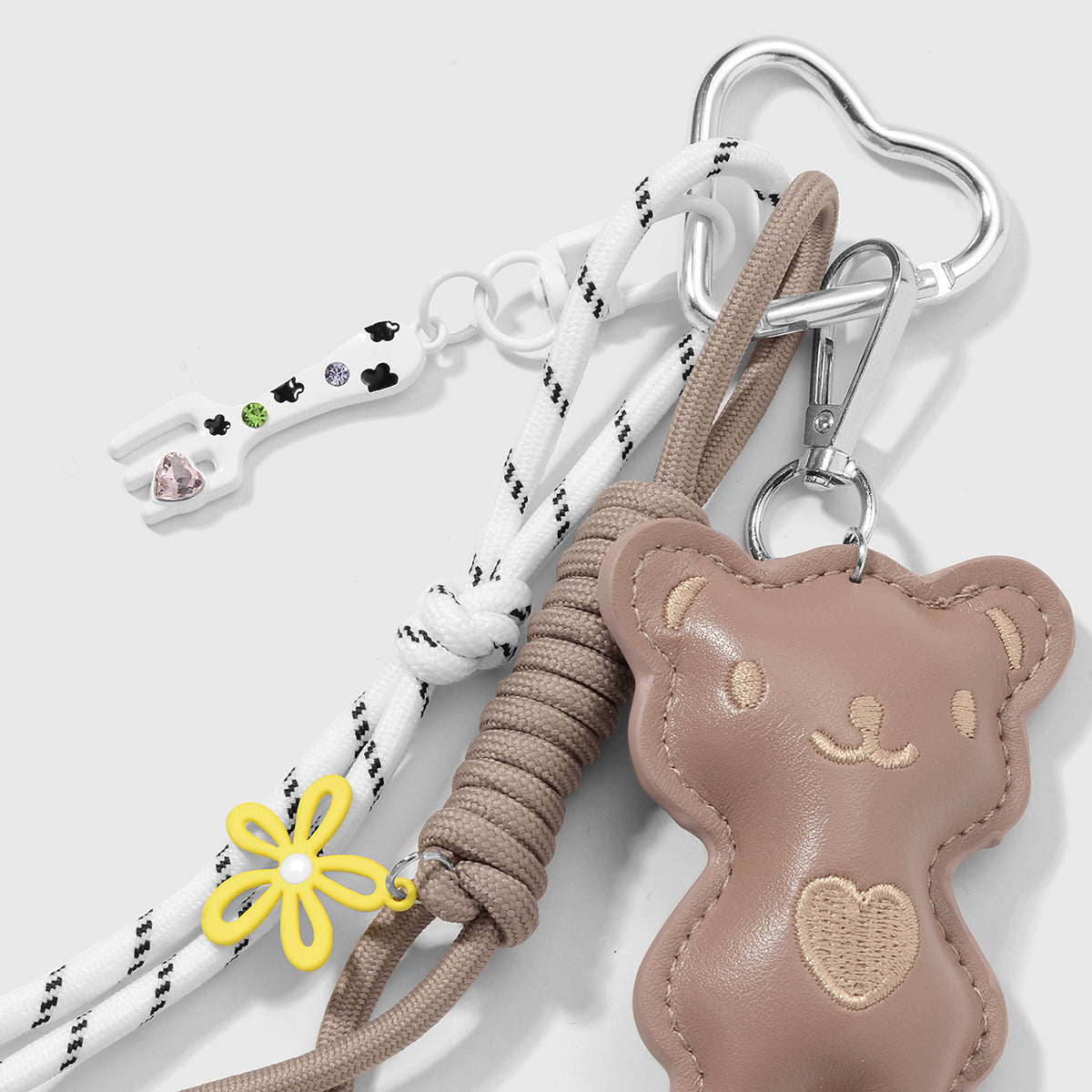 Key Chain Heart I Beige/wit