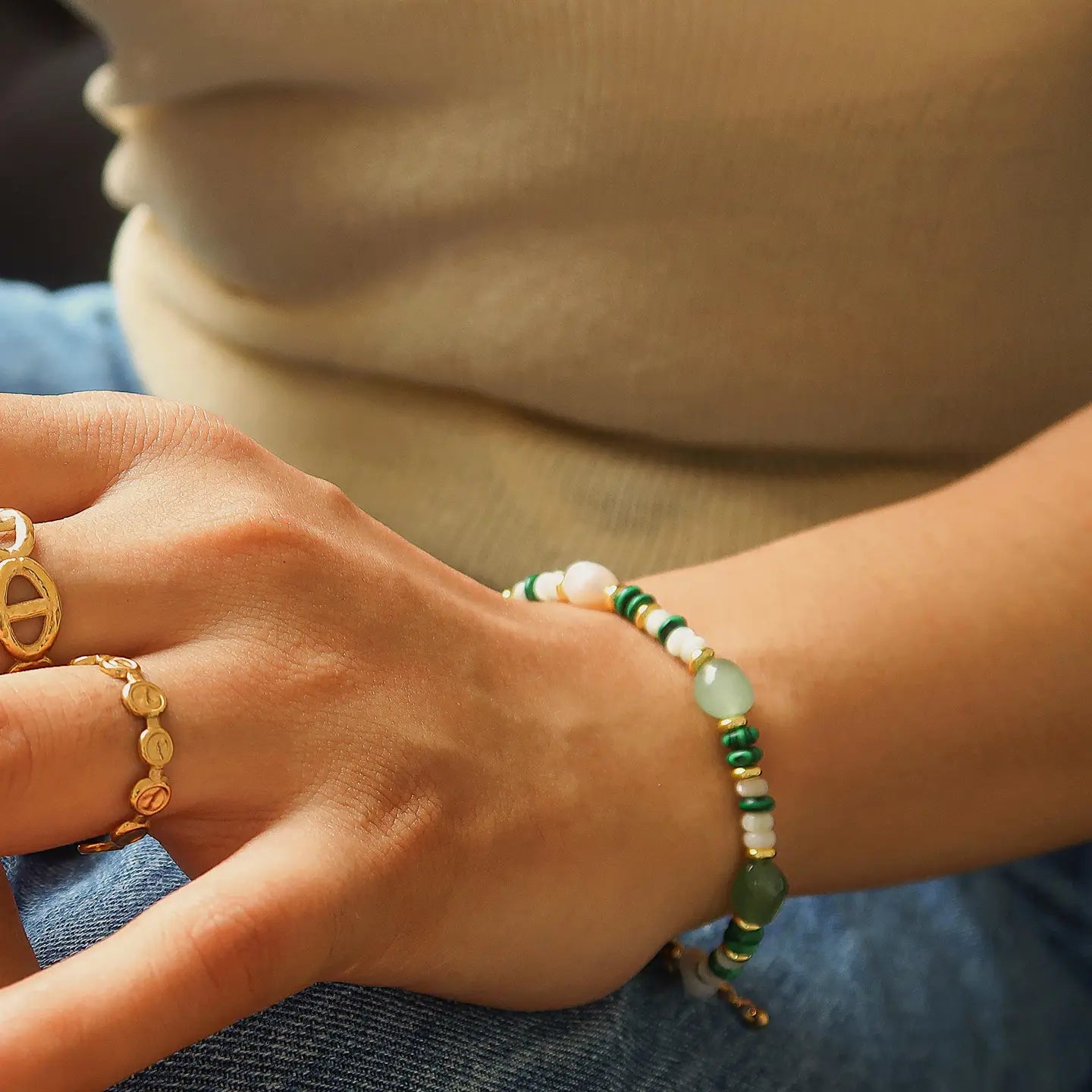 Armband Bohemian Beads Faye Green