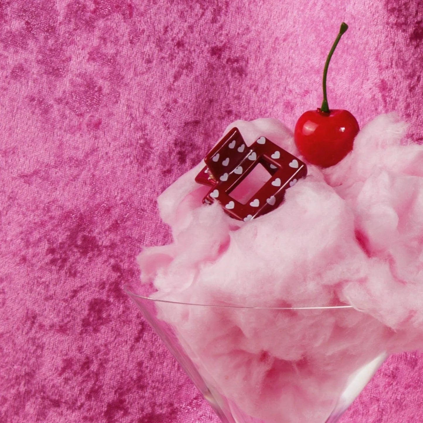 Haarknijper Mini Viv | Hartjes rood/wit