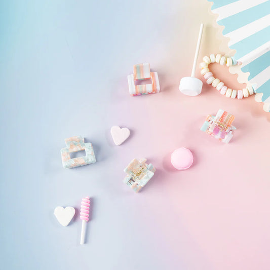 Haarknijper Mini Viv | Mozaïek roze turquoise