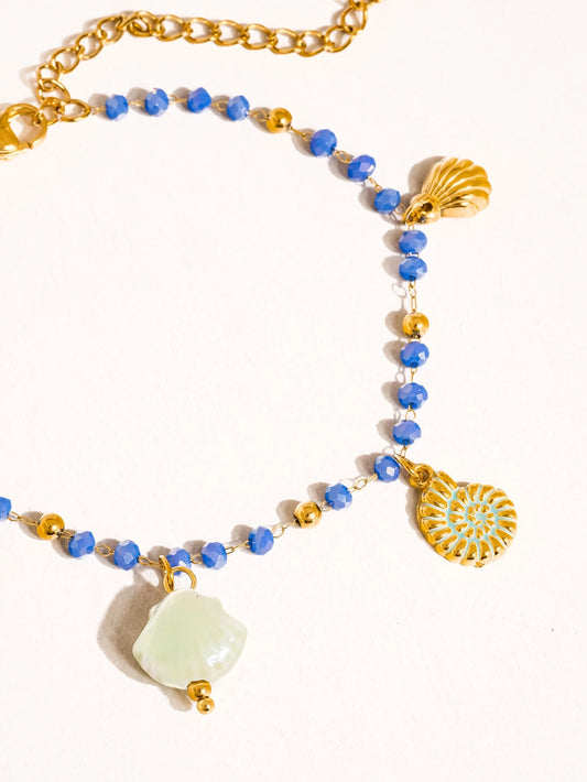 Armband Shells and Star Beaded Blue