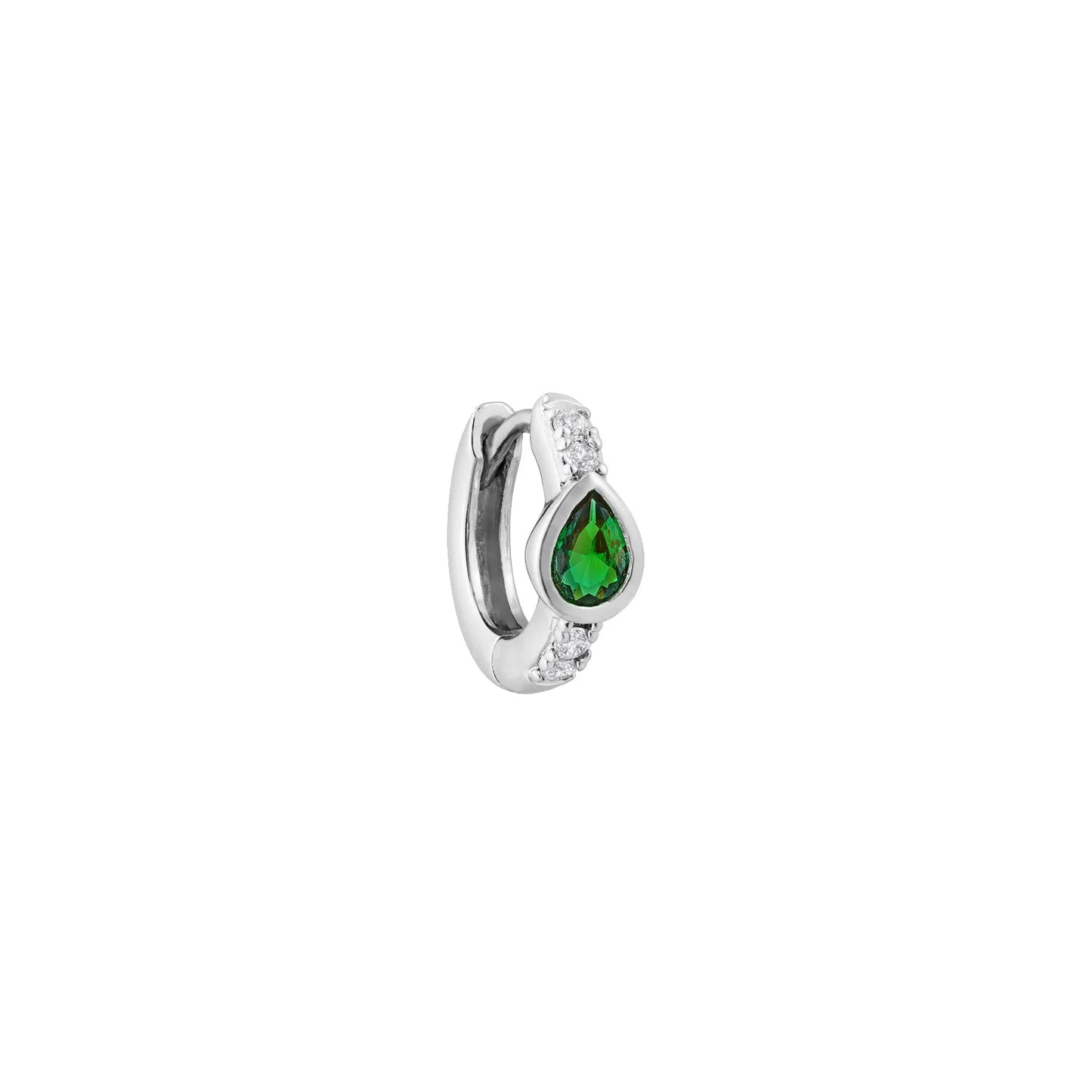 Oorring Yara Single Hoop | Zilver / Groen