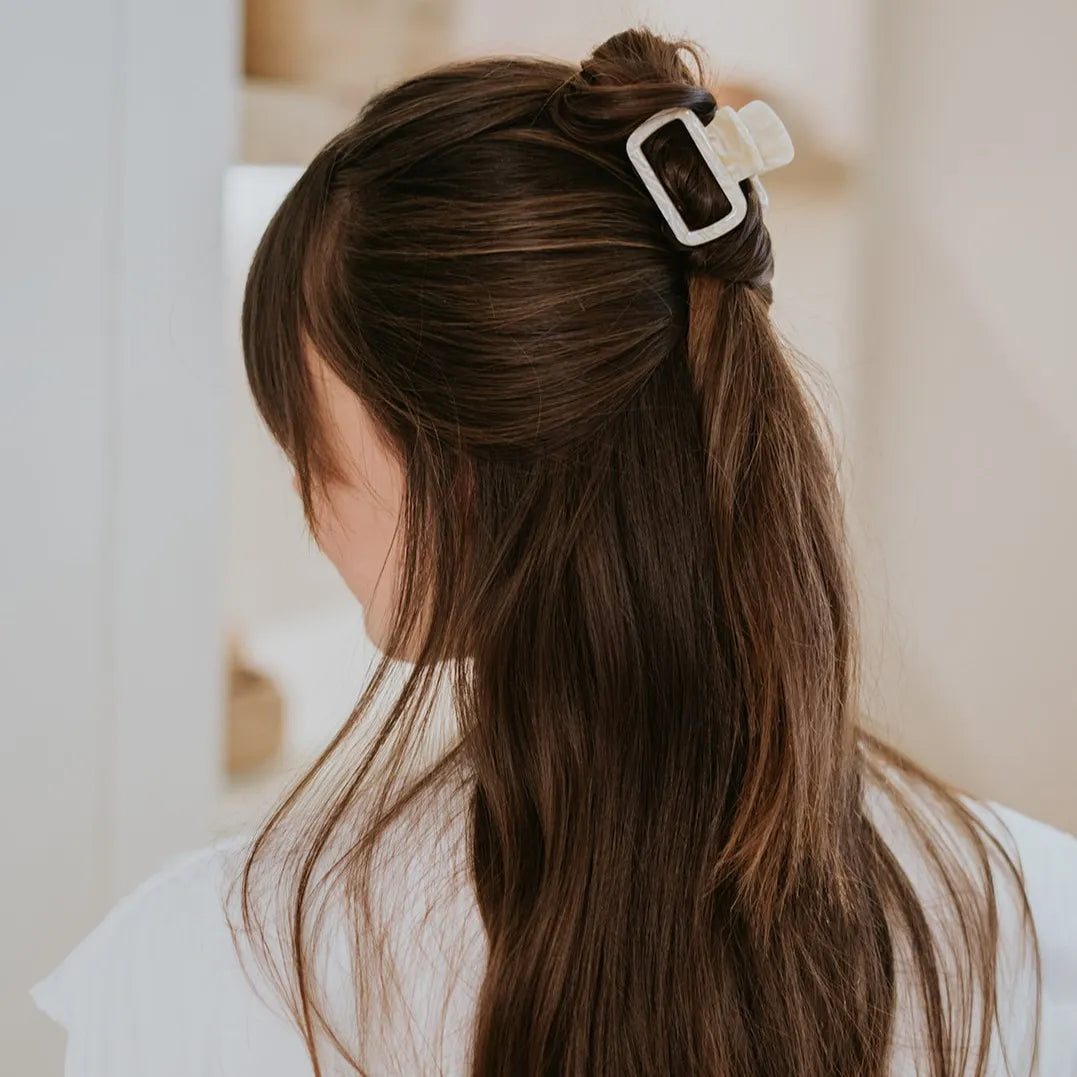 Haarknijper Medium Viv | Marmer Wit
