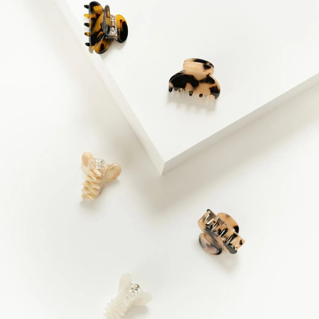 Haarknijper Mini Dot | Marmer Bruin