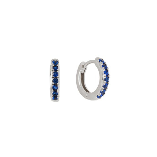 Oorring Navy Blue Hoops Zilver