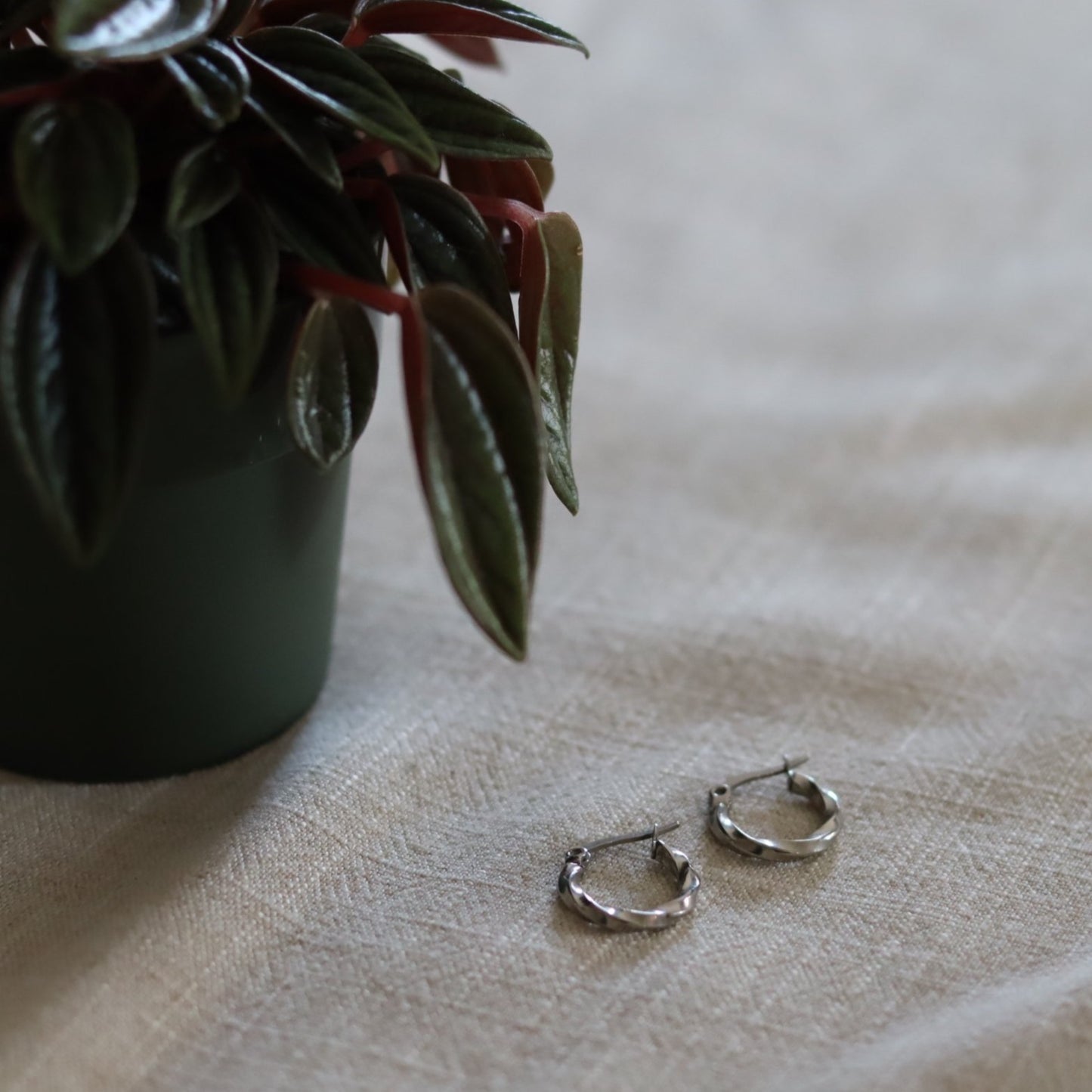 Bazou Oorring Mini Twisted I Zilver