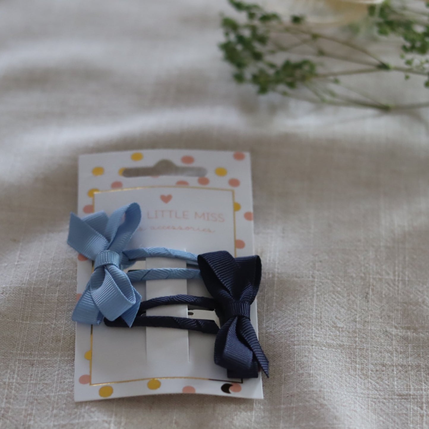 Kids Haarspelden Met Twist En Linten Strik - Marine