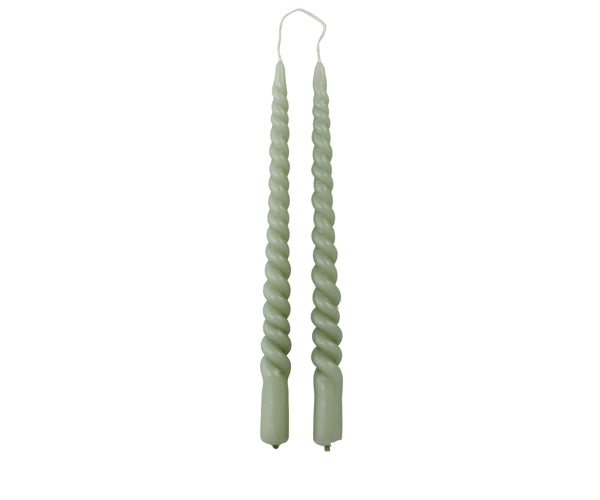 Swirl dinerkaarsen I Dusty green