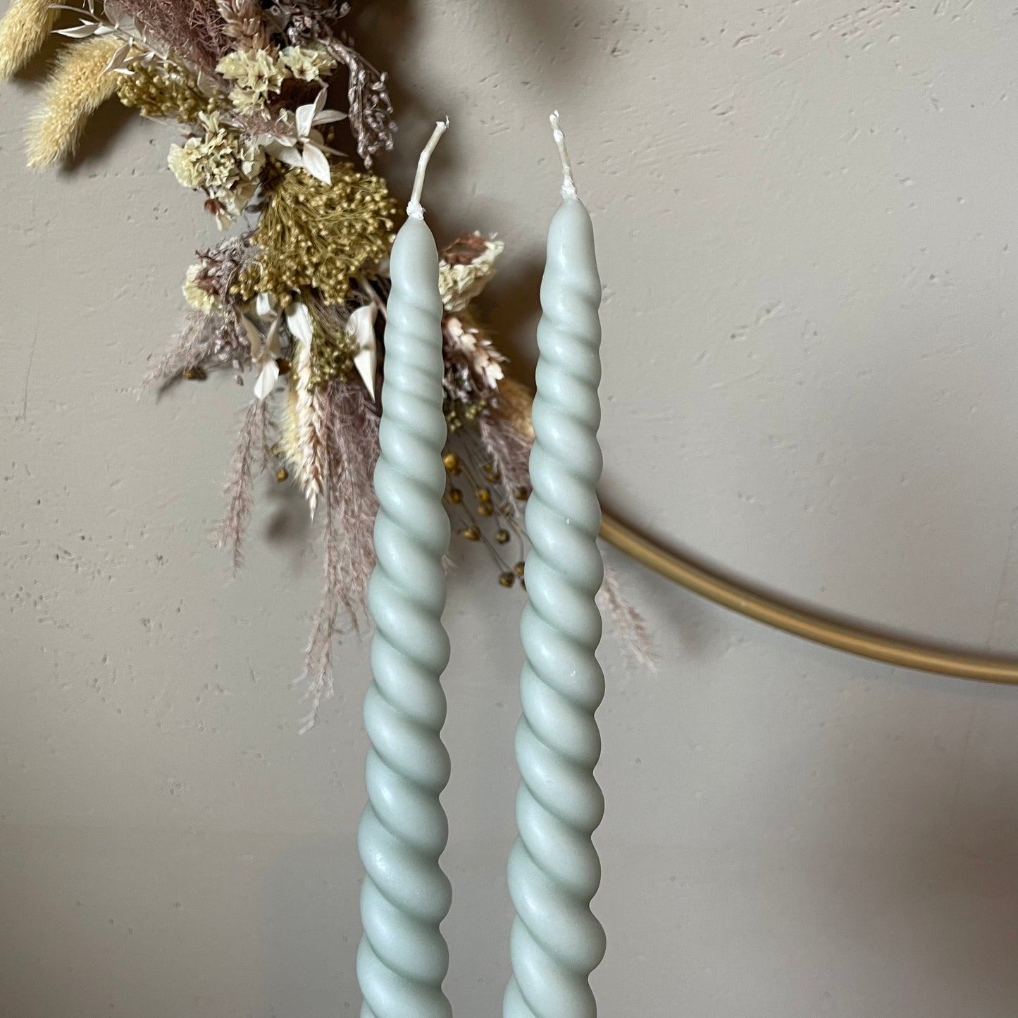 Swirl dinerkaarsen I Dusty green