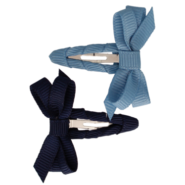 Kids Haarspelden Met Twist En Linten Strik - Marine