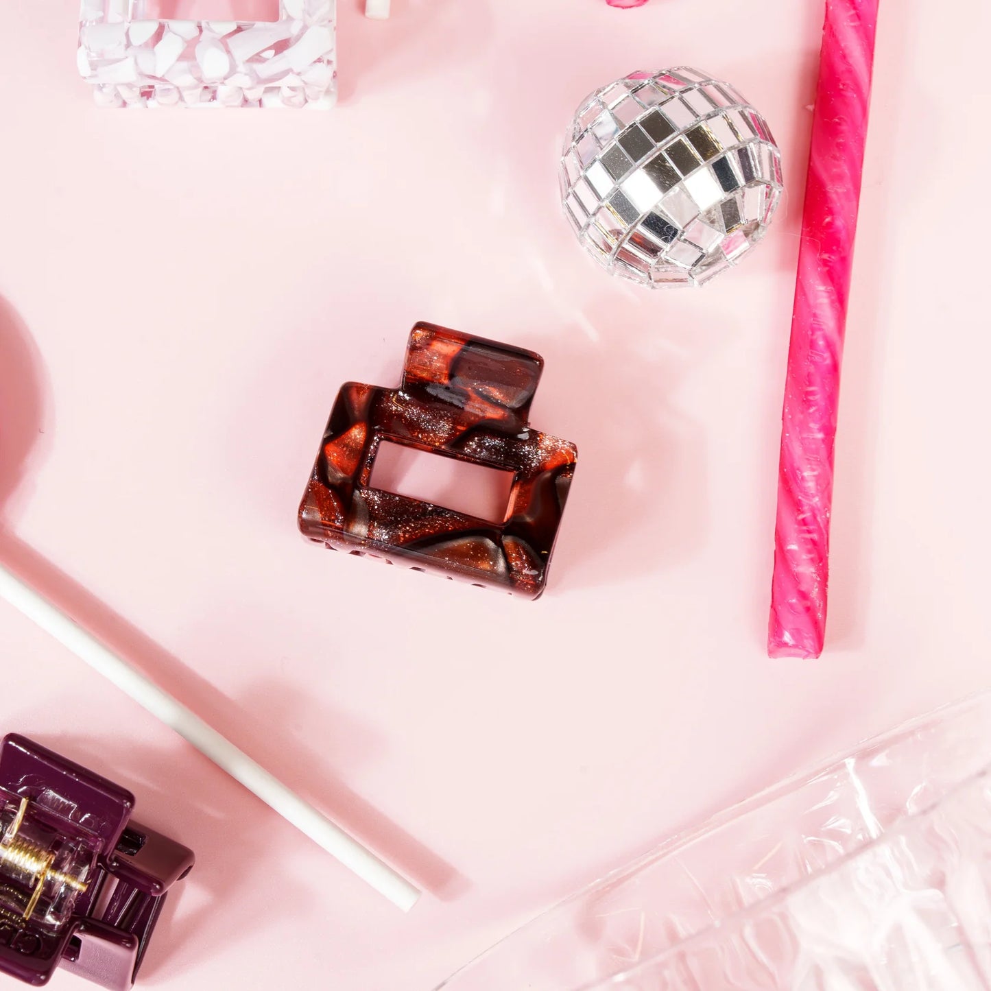 Haarknijper Mini Viv | Glitter donkerbruin