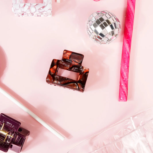 Haarknijper Mini Viv | Glitter donkerbruin