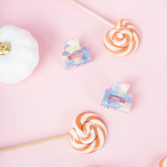 Haarknijper Mini Viv | Marmer pastel blauw/roze