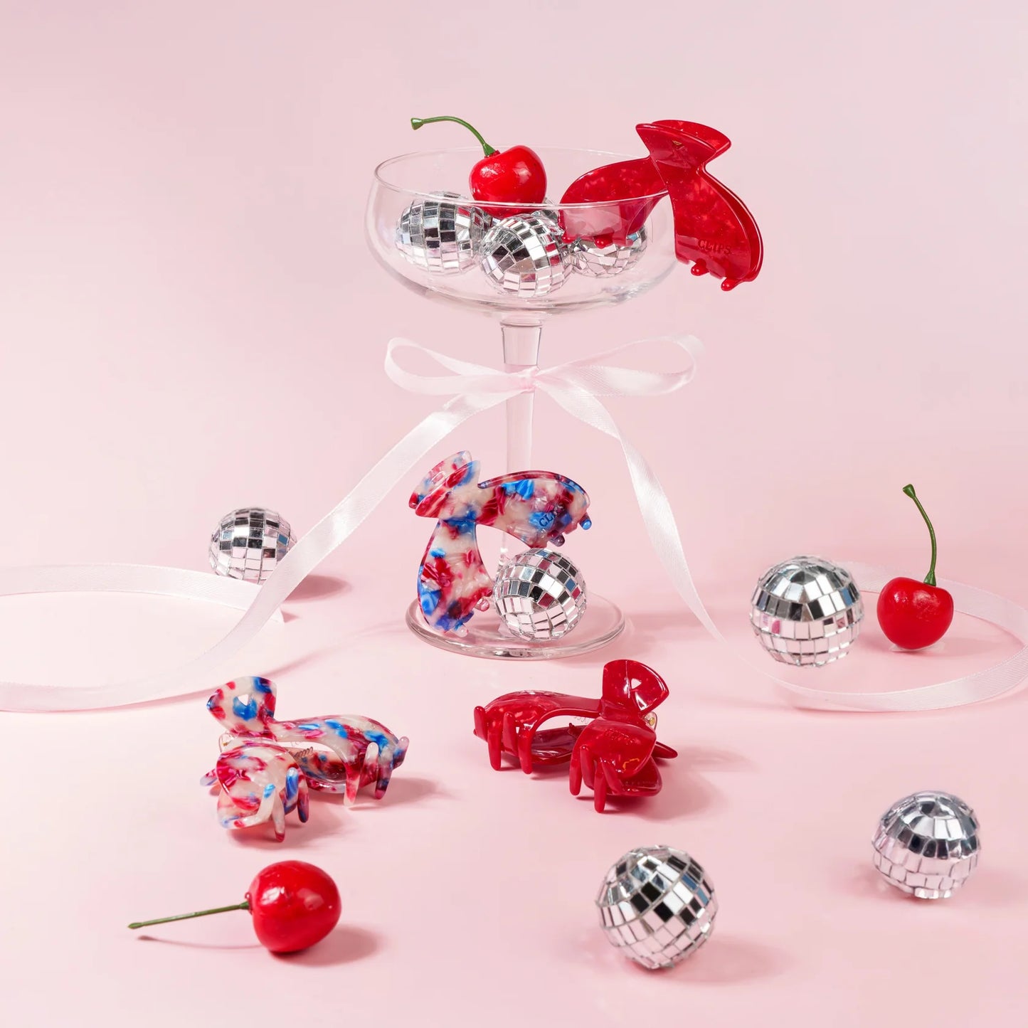 Haarknijper Julia | Marmer rood/blauw