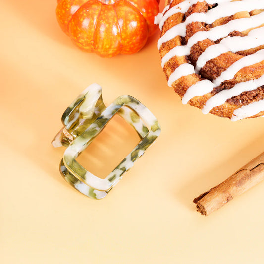 Haarknijper Medium Viv | Marmer mosgroen