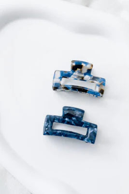 Haarknijper Mini Bo | Marmer Donker blauw
