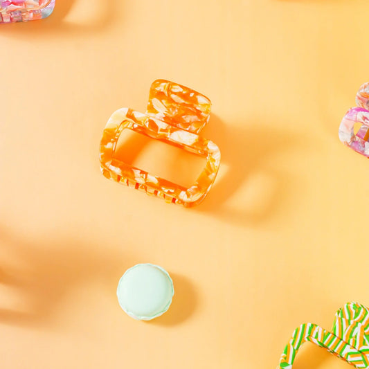 Haarknijper Medium Viv | Gemarmerd oranje