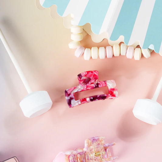 Haarknijper Mini Bo | Gevlekt donker roze