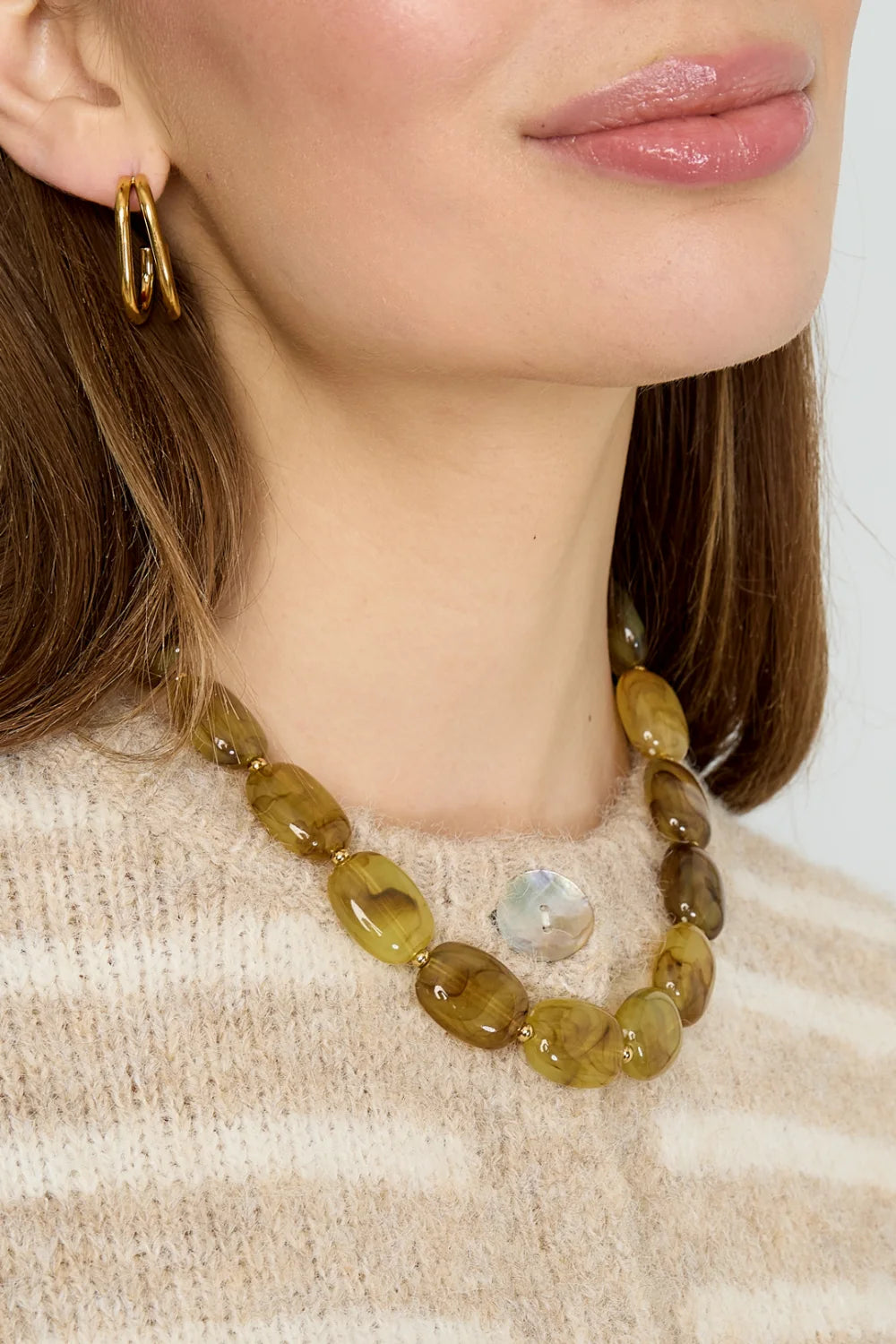 Ketting okergele parels