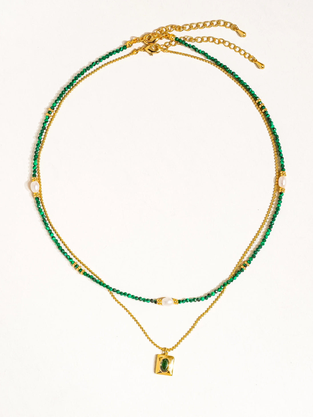 Ketting Boho green beaded layer