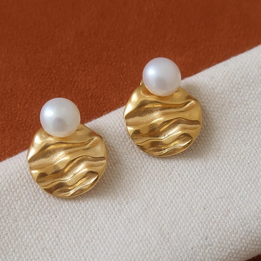 Statement Textured Pearl Stud