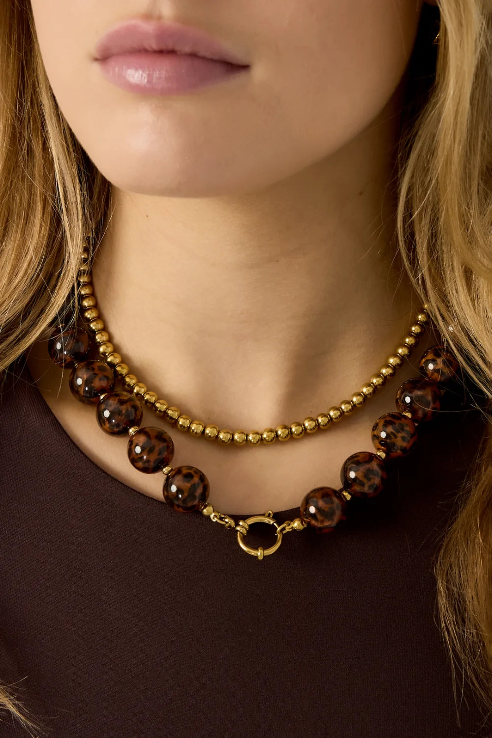 Ketting parels I panter bruin