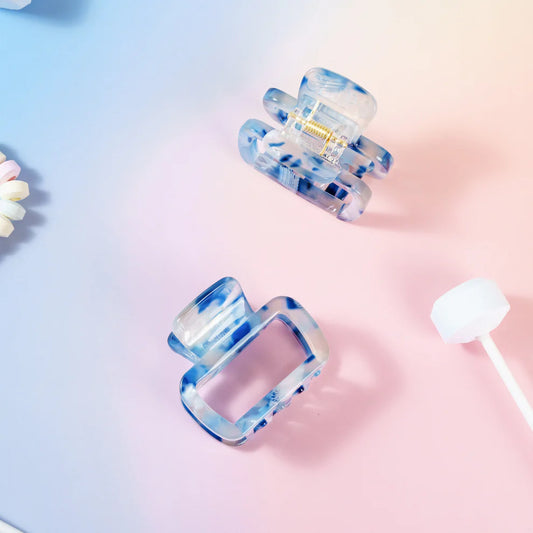 Haarknijper Medium Viv | Blauw gevlekt