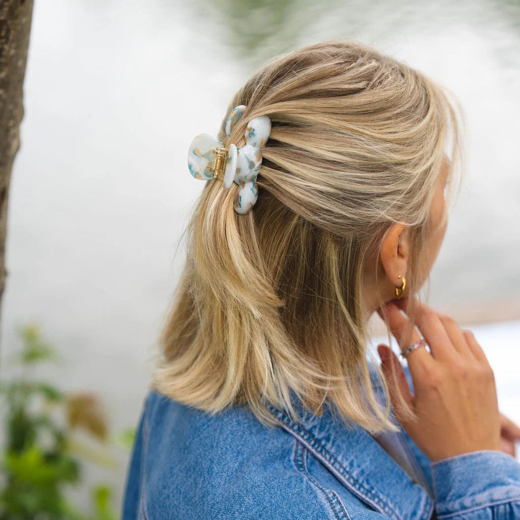 Haarknijper Nomi | Marmer licht blauw