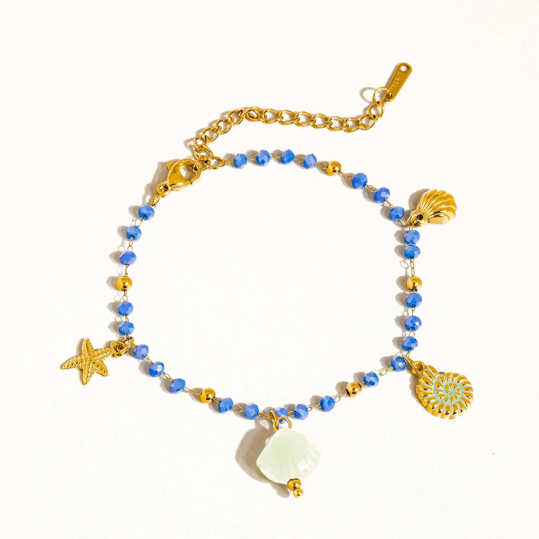 Armband Shells and Star Beaded Blue