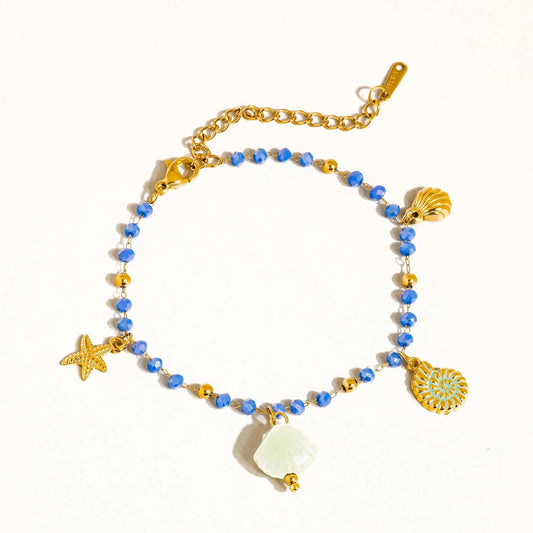 Armband Shells and Star Beaded Blue