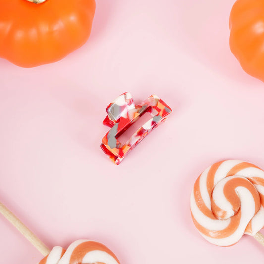 Haarknijper Mini Bo | Marmer rood / grijs