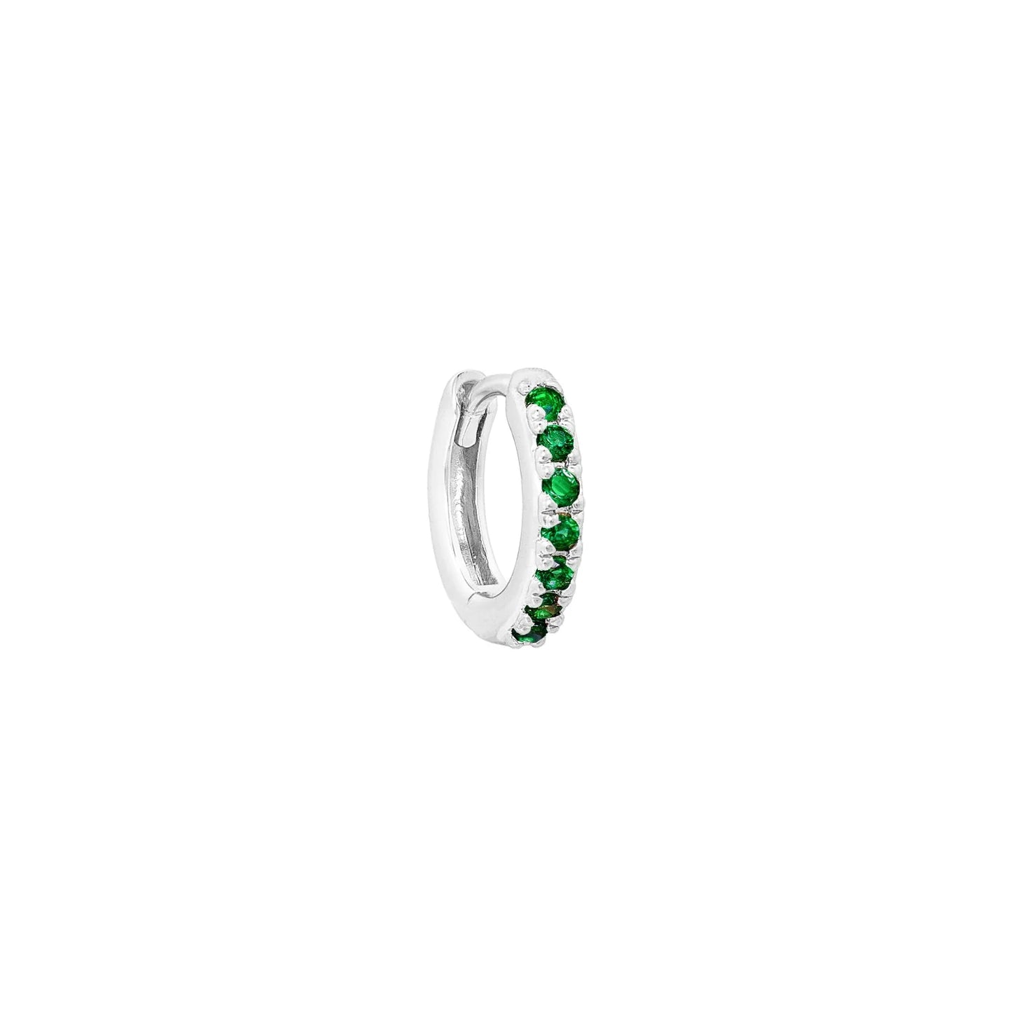 Oorring Single Hoop | Groen / Zilver