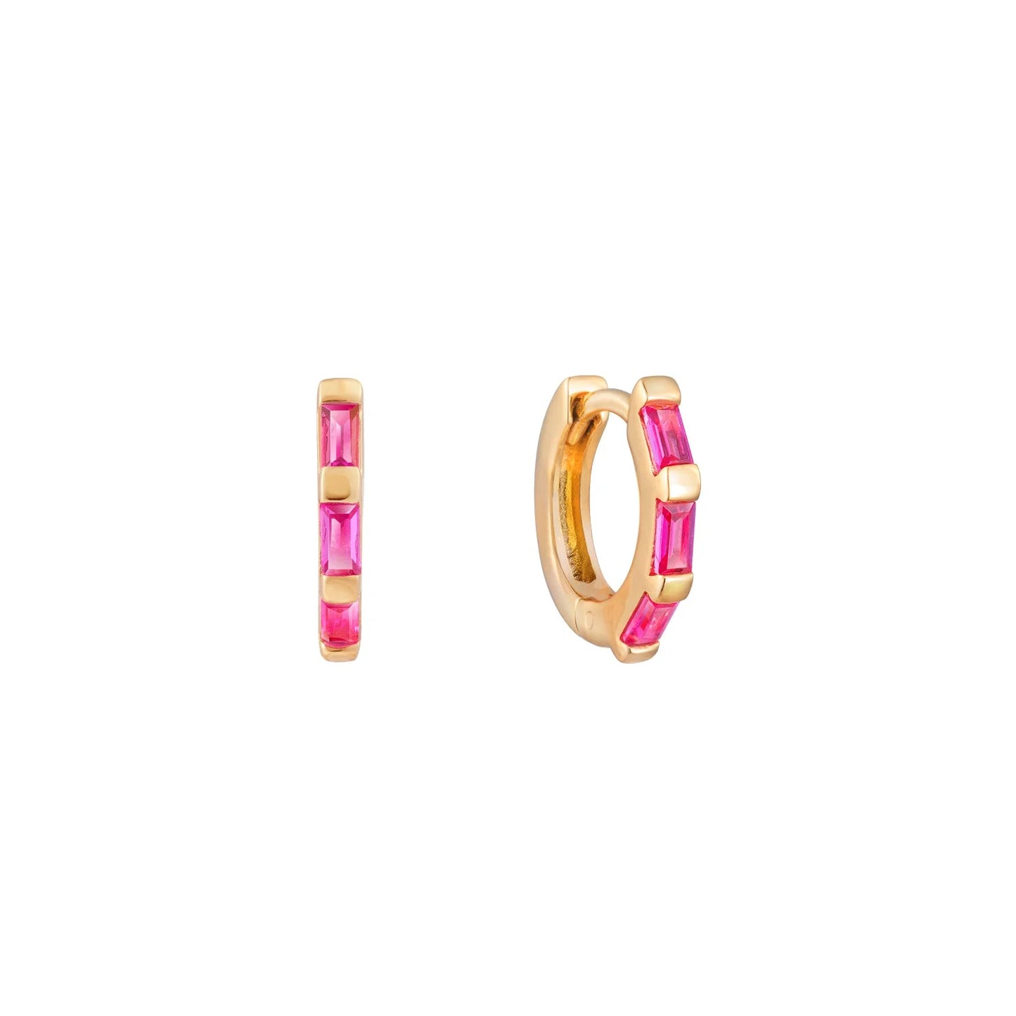 Oorring Juliette Single Hoop | Goud / Pink