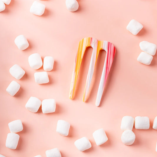 Haarknijper Polly | Gestreept oranje/wit/rood